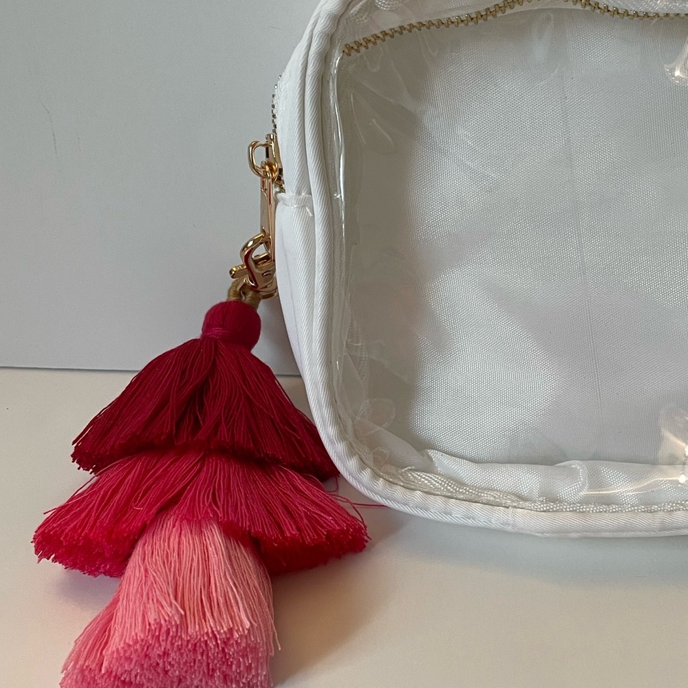 White Clear Pouch + Pink Ombré Tassel